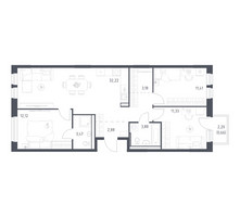 Планировка трехкомнатной(квартира) площадью 81.15 квадратных метров в “ЖК Квартал Ивакино”