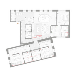 Планировка трехкомнатной(квартира) площадью 241.8 квадратных метров в ЖК “ЖК Николь”