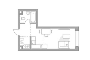 Планировка студии(квартира) площадью 29.76 квадратных метров в “ЖК Мневники от Гранель”