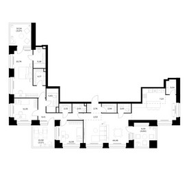 Планировка трехкомнатной(квартира) площадью 151.58 квадратных метров в ЖК “ЖК НОВА”