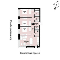 Планировка трехкомнатной(квартира) площадью 97.7 квадратных метров в “ЖК Шелепиха (Cosmopolit)”