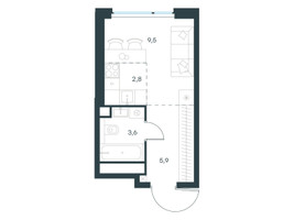 Планировка студии(квартира) площадью 21.8 квадратных метров в “ЖК Level Мичуринский”