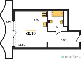 Планировка студии(квартира) площадью 30.1 квадратных метров в “ЖК Союз (СВАО)”