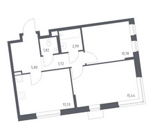 Планировка двухкомнатной(квартира) площадью 53.88 квадратных метров в “ЖК Подольские кварталы”
