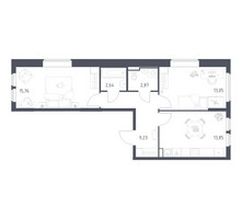 Планировка двухкомнатной(квартира) площадью 57.4 квадратных метров в “ЖК Остафьево”