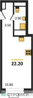 Планировка студии(квартира) площадью 22.2 квадратных метров в “ЖК Foreville (Форевилль)”