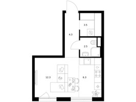 Планировка студии(квартира) площадью 28.9 квадратных метров в “ЖК Кавказский бульвар 51”