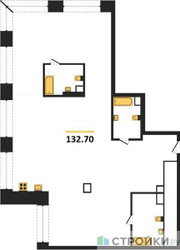 Планировка трехкомнатной(квартира) площадью 132.7 квадратных метров в ЖК “ЖК Luzhniki Collection (Коллекция Лужники)”