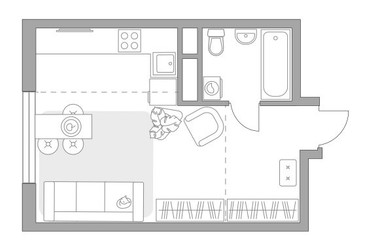 Планировка студии(квартира) площадью 28.1 квадратных метров в ЖК “ЖК Притяжение Сити”