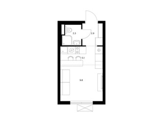 Планировка студии(квартира) площадью 20.1 квадратных метров в ЖК “ЖК Волжский Парк”