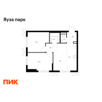 Планировка двухкомнатной(квартира) площадью 51.1 квадратных метров в “ЖК Яуза Парк (Мытищи)”