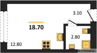 Планировка студии(квартира) площадью 18.7 квадратных метров в “ЖК Первый квартал”