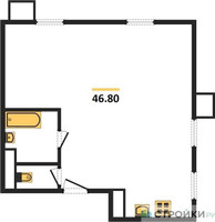 Планировка двухкомнатной(квартира) площадью 46.8 квадратных метров в “ЖК Движение. Тушино”