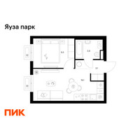 Планировка однокомнатной(квартира) площадью 32.4 квадратных метров в “ЖК Яуза Парк (Мытищи)”
