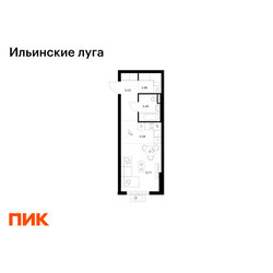 Планировка студии(квартира) площадью 29.15 квадратных метров в ЖК “ЖК Ильинские луга”