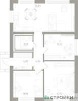 Планировка трехкомнатной(квартира) площадью 85.5 квадратных метров в “ЖК Истра Дом”