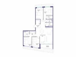 Планировка 4+ комнатной(квартира) площадью 158.92 квадратных метров в “ЖК Остров”