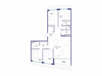 Планировка 4+ комнатной(квартира) площадью 158.92 квадратных метров в ЖК “ЖК Остров”