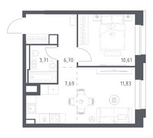 Планировка однокомнатной(квартира) площадью 40.54 квадратных метров в “ЖК Верейская 41”