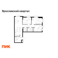 Планировка трехкомнатной(квартира) площадью 83.7 квадратных метров в “Ярославский квартал”
