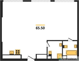 Планировка двухкомнатной(квартира) площадью 63.8 квадратных метров в “ЖК River Park Кутузовский (Ривер Парк Тауэрс)”