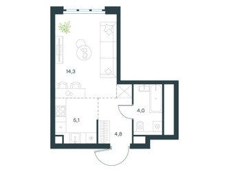 Планировка студии(квартира) площадью 28.2 квадратных метров в ЖК “ЖК Level Южнопортовая”