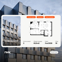 Планировка двухкомнатной(квартира) площадью 62.8 квадратных метров в “ЖК Алтуфьевское 53”