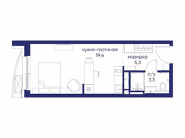 Планировка студии(квартира) площадью 28.02 квадратных метров в “ЖК Остров”