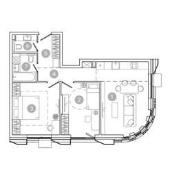 Планировка трехкомнатной(квартира) площадью 62.9 квадратных метров в ЖК “ЖК УНО Соколиная гора”