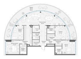 Планировка 4+ комнатной(квартира) площадью 194 квадратных метров в “Клубный квартал "Фрунзенская набережная"”