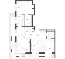 Планировка трехкомнатной(квартира) площадью 87.61 квадратных метров в “ЖК Верейская 41”