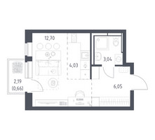 Планировка студии(квартира) площадью 26.48 квадратных метров в “ЖК Новое Видное”