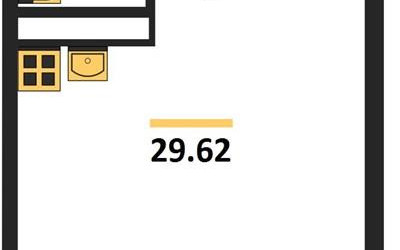 Планировка студии(квартира) площадью 29.62 квадратных метров в ЖК “ЖК Радость (Радумля Парк)”