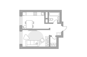 Планировка однокомнатной(квартира) площадью 32.5 квадратных метров в “ЖК Ильинойс”