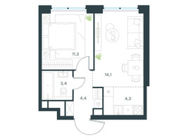 Планировка двухкомнатной(квартира) площадью 37.5 квадратных метров в “ЖК Level Звенигородская”
