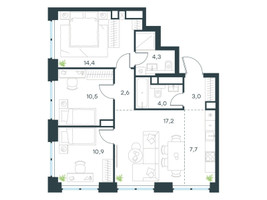 Планировка 4+ комнатной(квартира) площадью 74.6 квадратных метров в “ЖК Level Звенигородская”