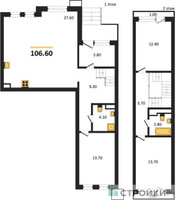 Планировка трехкомнатной(квартира) площадью 106.6 квадратных метров в “ЖК Новая Щербинка”