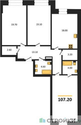 Планировка трехкомнатной(квартира) площадью 107.2 квадратных метров в ЖК “ЖК Full House (Фулл Хаус)”