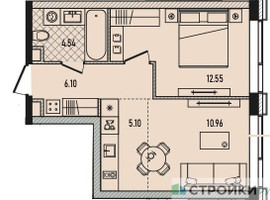 Планировка однокомнатной(квартира) площадью 39.3 квадратных метров в “ЖК Republic (Репаблик)”