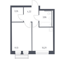 Планировка однокомнатной(квартира) площадью 32.2 квадратных метров в “ЖК Рублевский Квартал”