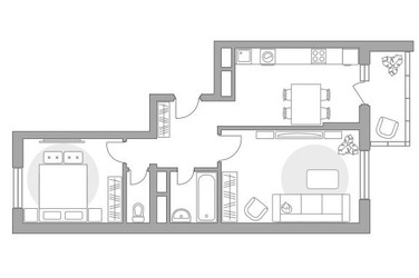 Планировка двухкомнатной(квартира) площадью 58.02 квадратных метров в ЖК “ЖК Новая Алексеевская роща”