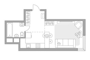 Планировка студии(квартира) площадью 30.63 квадратных метров в “ЖК Притяжение Сити”
