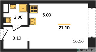 Планировка студии(квартира) площадью 21.1 квадратных метров в “Жилые кварталы Белый Град”