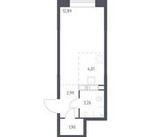 Планировка студии(квартира) площадью 25.05 квадратных метров в “ЖК Цветочные Поляны”