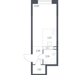 Планировка студии(квартира) площадью 25.05 квадратных метров в ЖК “ЖК Цветочные Поляны”