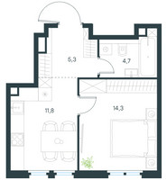 Планировка однокомнатной(квартира) площадью 36.1 квадратных метров в “ЖК Level Нижегородская”