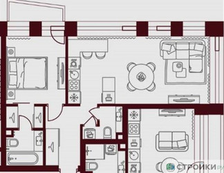 Планировка однокомнатной(квартира) площадью 50.02 квадратных метров в ЖК “ЖК Дом 7 Даниловский”