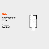 Планировка студии(квартира) площадью 20.5 квадратных метров в “ЖК Никольские луга”