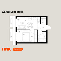 Планировка однокомнатной(квартира) площадью 30.8 квадратных метров в “ЖК Саларьево парк”