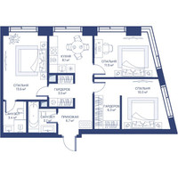Планировка трехкомнатной(квартира) площадью 67.2 квадратных метров в “ЖК Свет”